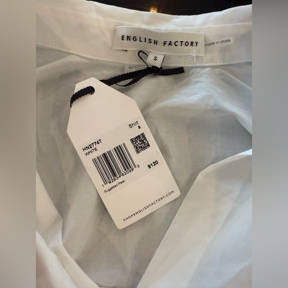 English Factory White Crystal Button Embellished Star Button Down Shirt - Picture 14 of 14